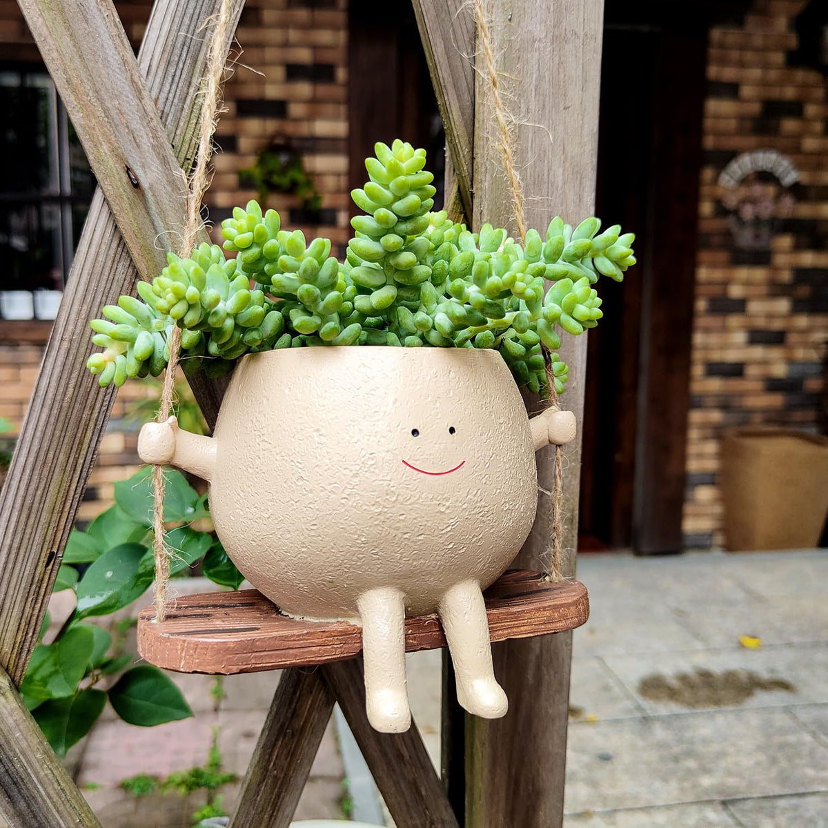 Miniko Swing Time Smiley Face Hanging Planter